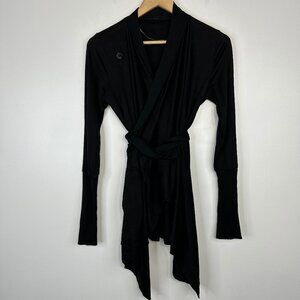 Icebreaker  Merino Wool  Long Sleeve Black Wrap Cardigan Sweater Size Medium